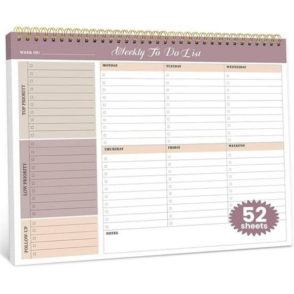 Weekly to do list notepad undated planner pad 52 sheets desk organizer office ho - Picture 8 of 8